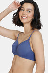 Zivame Padded Non Wired 3/4Th Coverage T-Shirt Bra - Deep Cobalt — thumbnail 5